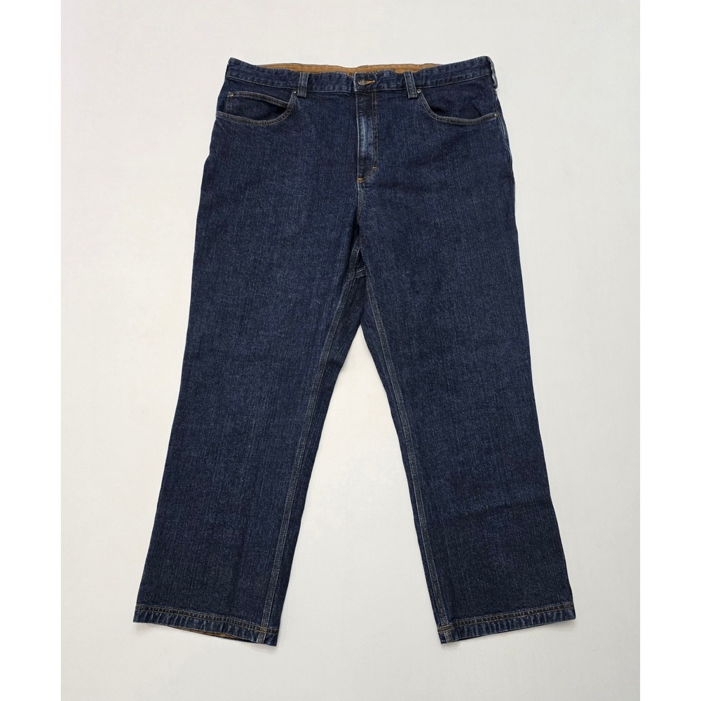 Duluth Trading Co Ballroom Jeans Mens 42x30 Indigo Blue Stretch Denim Gusset